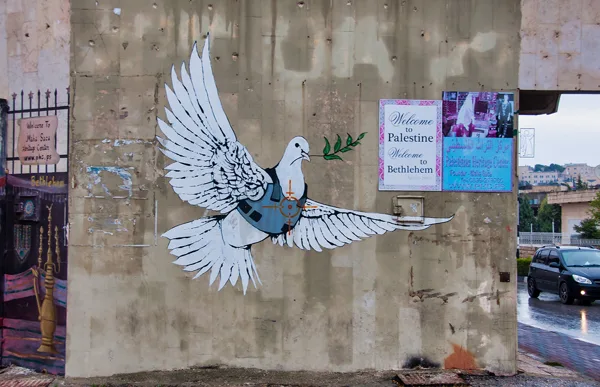 mur tagué à Bethléem