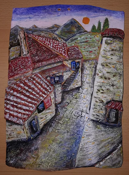 Bas relief (acrylic sur poterie)