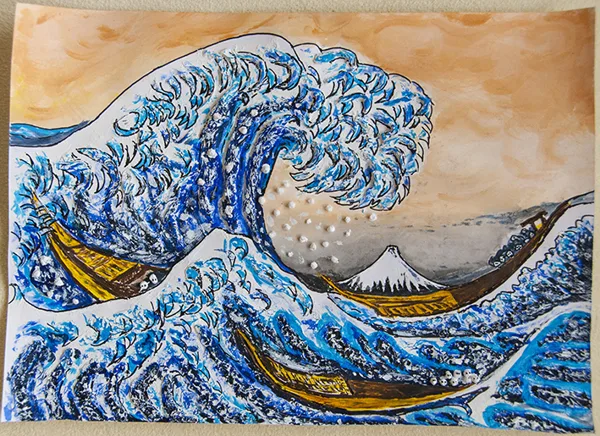 La Grande Vague de Kanagawa (copiée de Hokusai)
