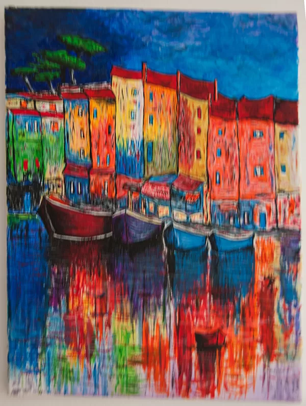 le port de St Florent en Corse (acrylic sur toile)