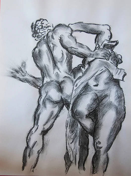 croquis de nus (crayon gras sur carton)