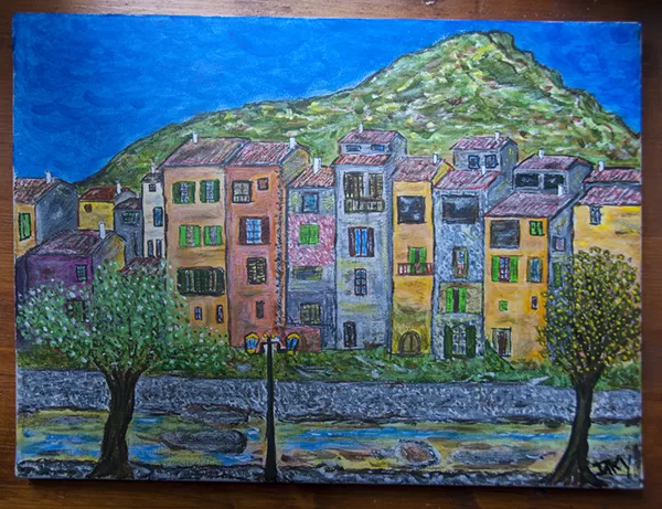 Bord de la Roudoule à Puget-Théniers (acrylic sur carton)