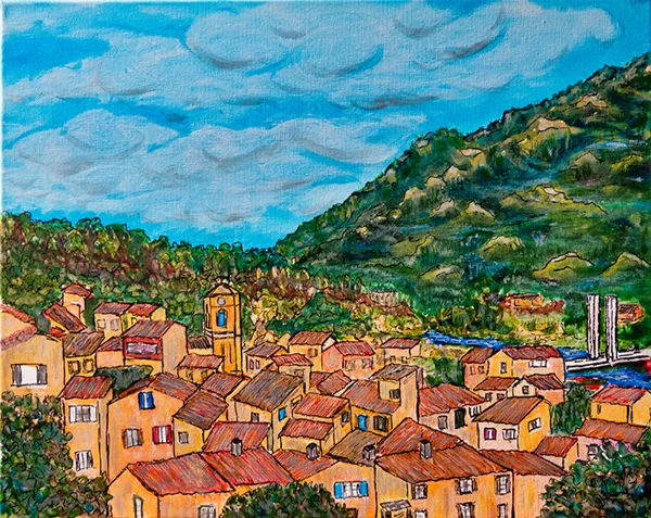 Puget-Théniers, le village (acrylic sur toile)