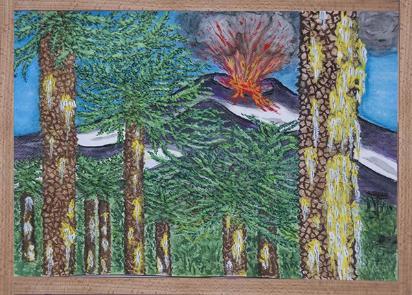 Eruption au Chili (acrylic sur carton)