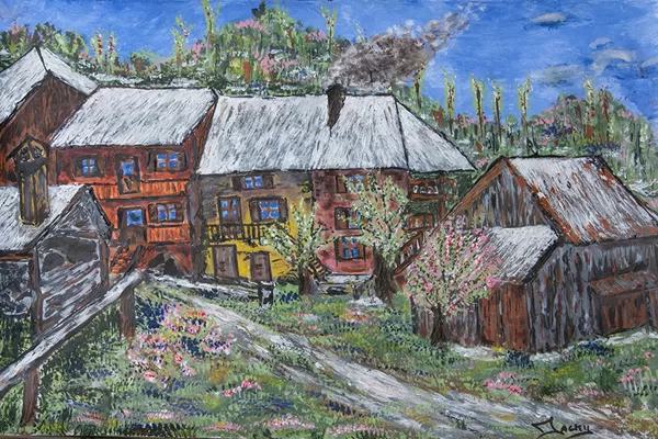 Les Frisons: entre hiver et printemps (acrylic sur carton)